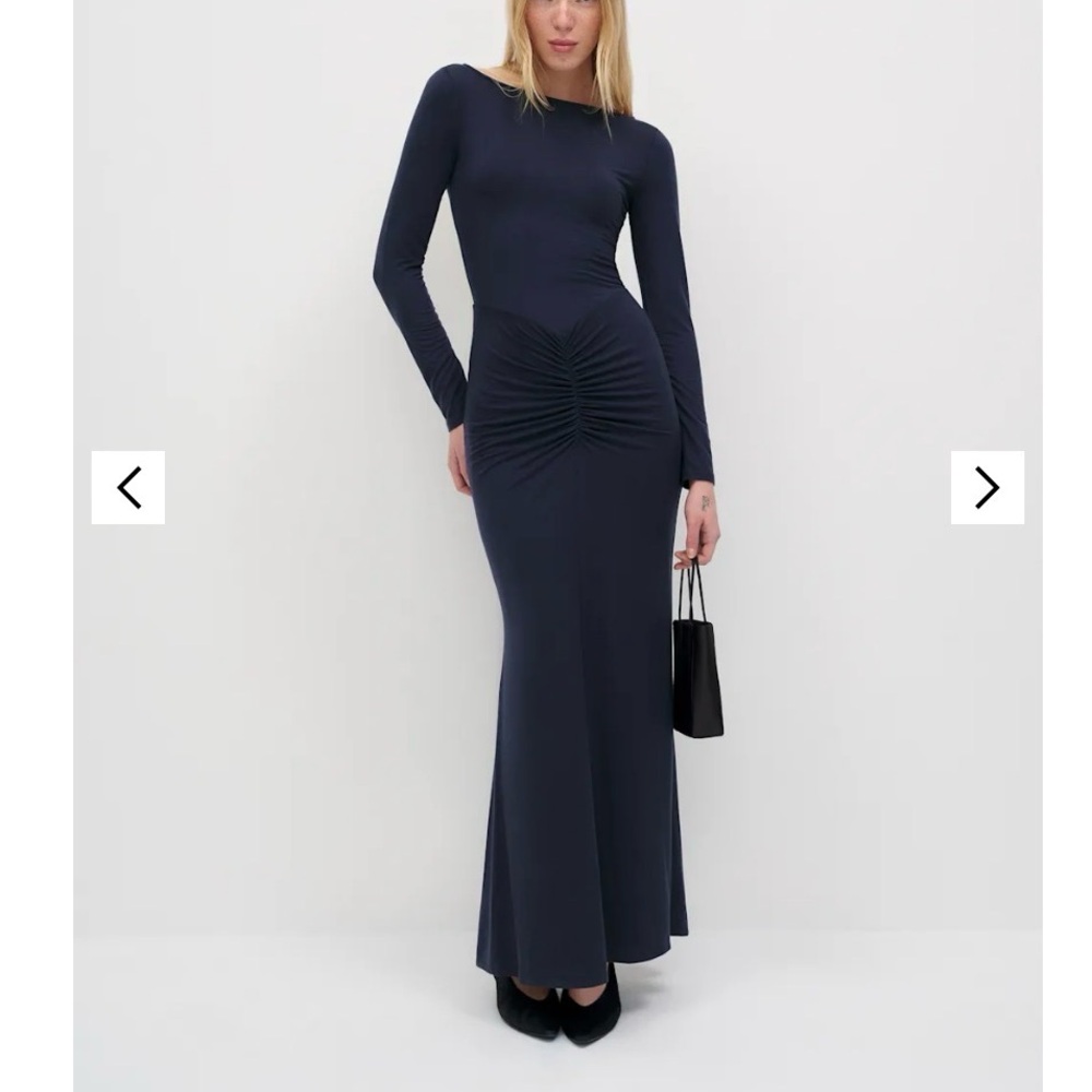 REFORMATION Alara knit long dress in Midnight Blue